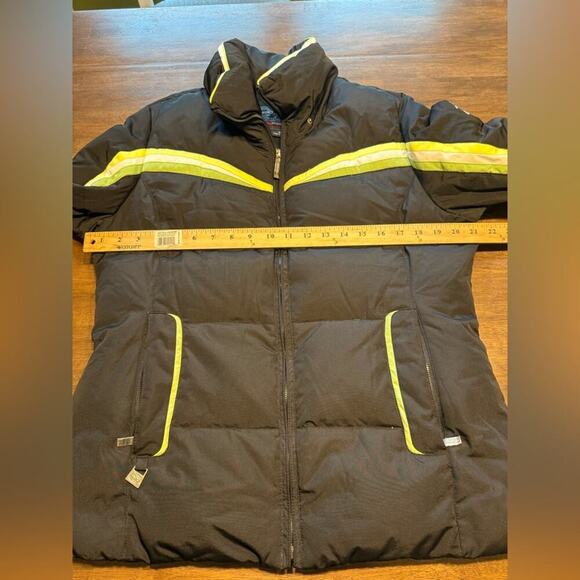 ZeroXposur Down Filled Puffer Coat Jacket Woman SZ M Black Green White Trim Warm - Picture 9 of 11